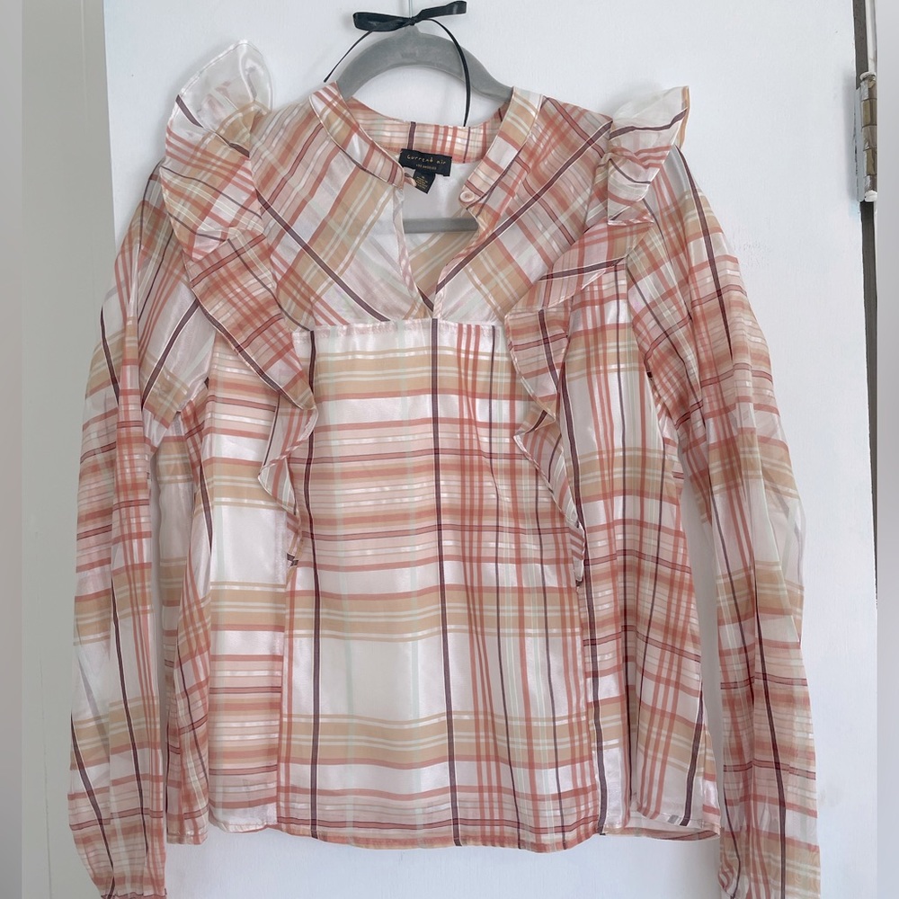 Anthropologie Brand: Current Air. Plaid Ruffle top Sise: S